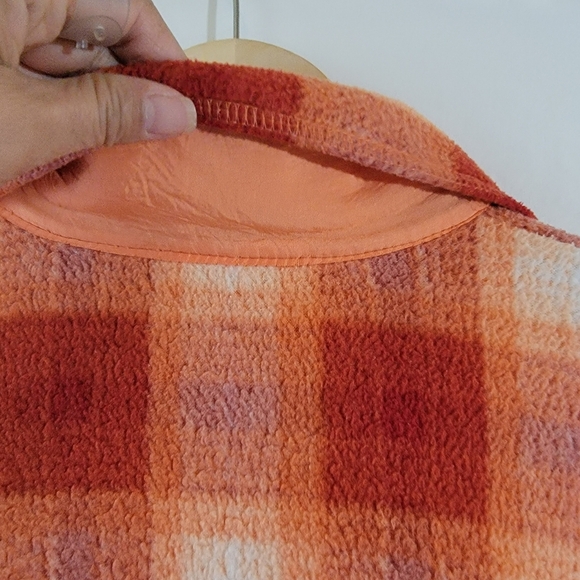 NY & CO Orange Snap Button Shacket Sz M Pocket Sherpa Fall Cowgirl Minimalist - Picture 8 of 13
